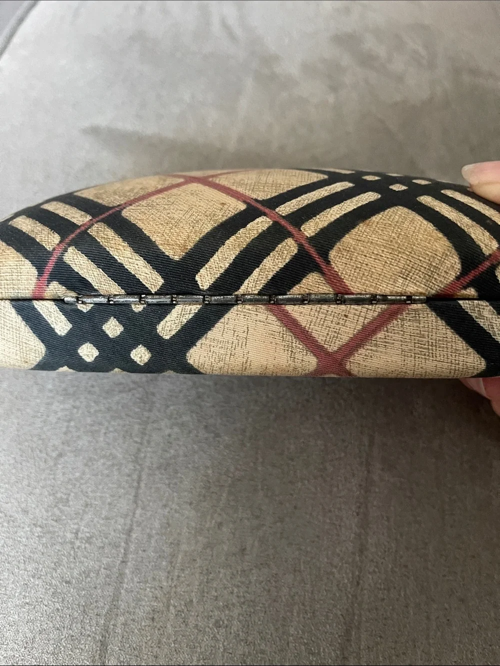 Burberry Beige Plaid Sunglasses Case with Black and Red Accents